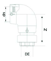 COT DE TRANZIȚIE ELECTROFUZIE 90° PE/FEMĂ FILATĂ DE ALAMA - Image 2