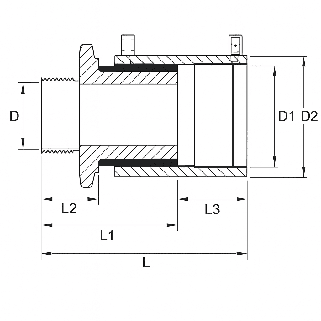 ELECTROFUZIUNE – MUFĂ TRANZIȚIE FE, PE100, PIN 4/4.7 - Image 2