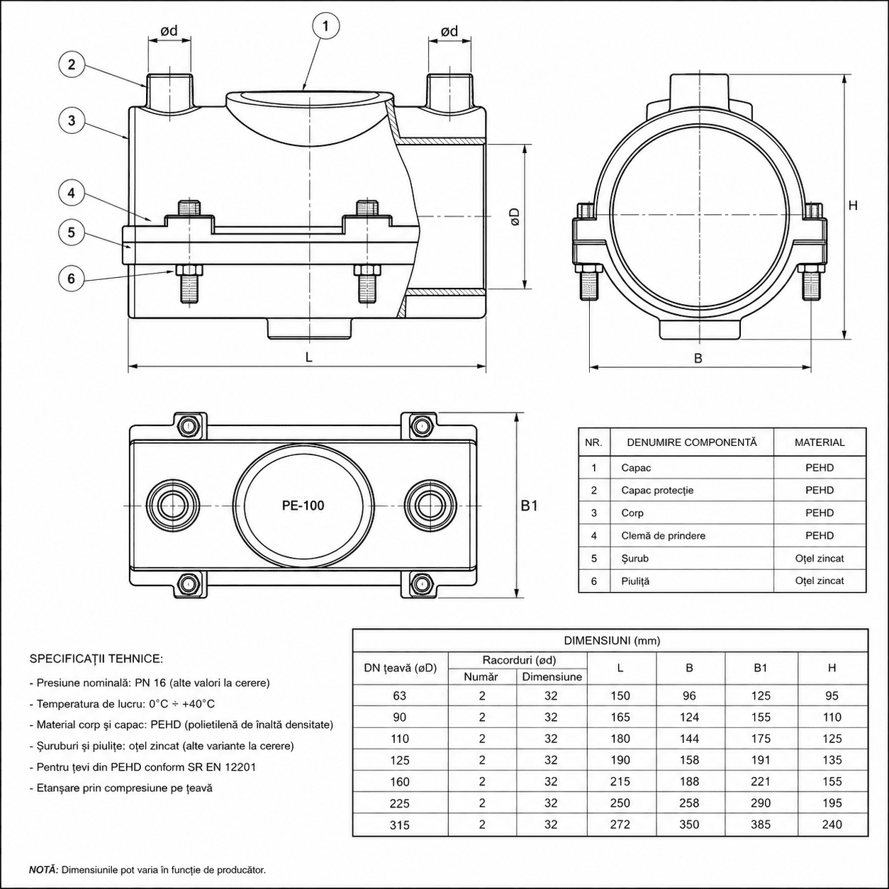 Șa de Reparație PE100RC d 250 mm - SDR 11 - Image 2